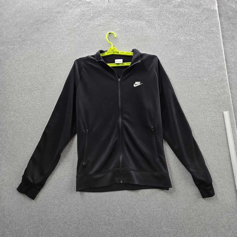 Nike Men Jacket L Black Tribute Track Activewear Logo Embroidered READ